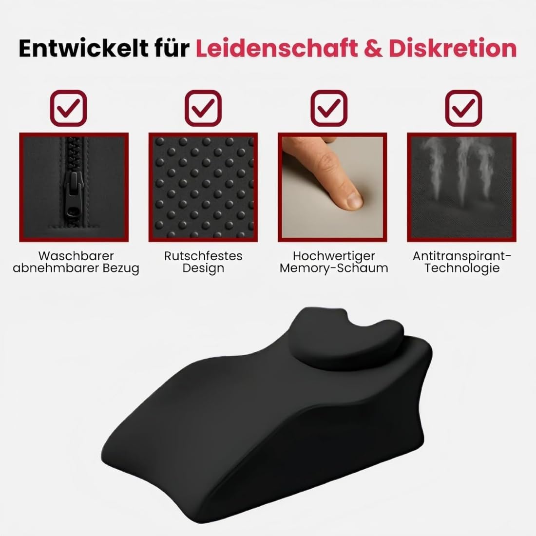 NOLEVA Sex Kissen - 60cm Noleva Komfortkissen, 27 Grad Sex Kissen, Ergonomisch aus Memory Schaum Keilkissen für Ohne Krämpfe In Beinen Oder Rücken,Schmerzfreie Intimität Heute (Hellgrau)