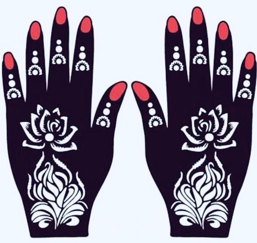 Temporary Mehndi Tattoo mehandi stickers for full hand Combo Pack Mehandi Stencils for Women, Girls And Kids, Easy To Use In Just 4 Steps I Pack of 5 I Mehndi stencils Model No - 27-image-46