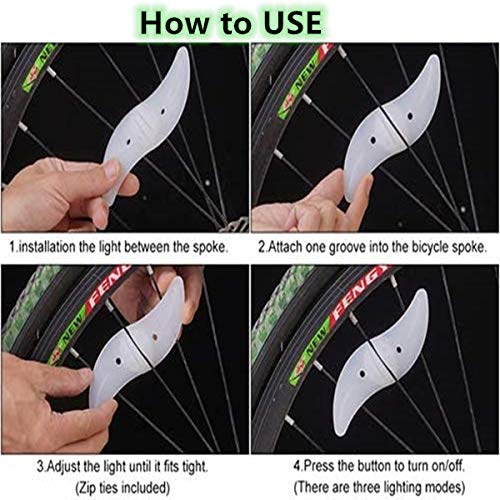 Tezam Bike Spoke Light, Spokelit Bicycle Lights, Bicycle Wheel Lights, Bicycle Flash LED Cycling Bike MTB Wheel Tire Valve Spoke Light, Used for Safety and Warning (2Blue+2Green+2Red+2Colourful)