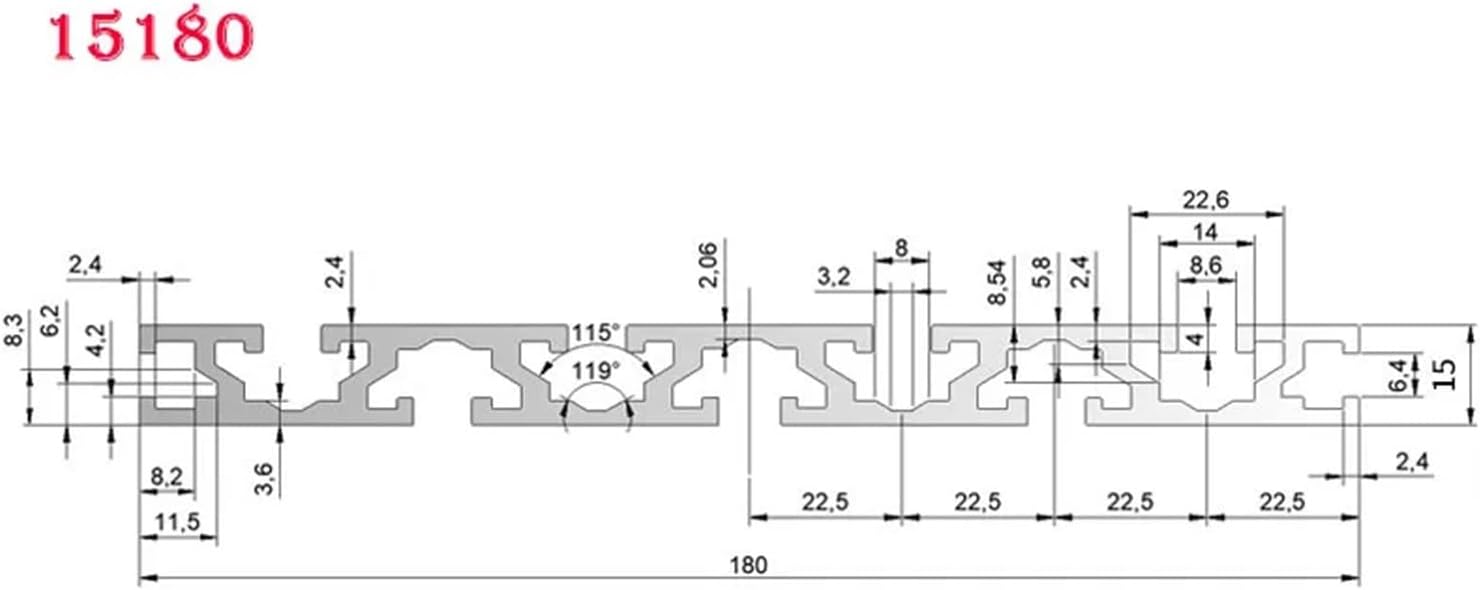 1 Piece Black 15180 Aluminum Extrusion Anodized Linear Guide Length 100/400/500/600/1200 mm(100mm)