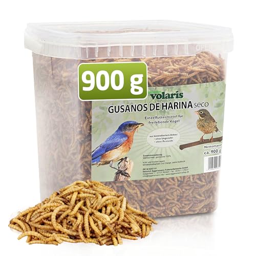 Eggersmann volaris 900 g de gusanos de harina secos, ricos en proteínas y naturales, ideal para todo tipo de aves, alimento para aves silvestres durante todo el año