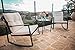 SUNCROWN 3 Piece Outdoor Rocking Bistro Set Black Wicker Furniture Porch Chairs Conversation Sets with Glass Coffee Table, Beige