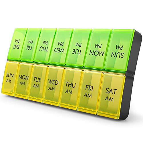 Large Weekly Pill Organizer,XL AM PM Pill Box,7 Day Medicine Organizer,Daily Vitamin Case