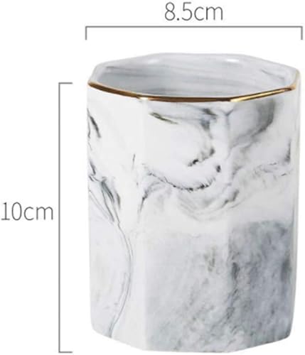 Miniatura 4 de TOPBATHY Pinceles de maquillaje, soporte de cerámica para bolígrafo, patrón de mármol, soporte para brochas de maquillaje, soporte para cepillos de