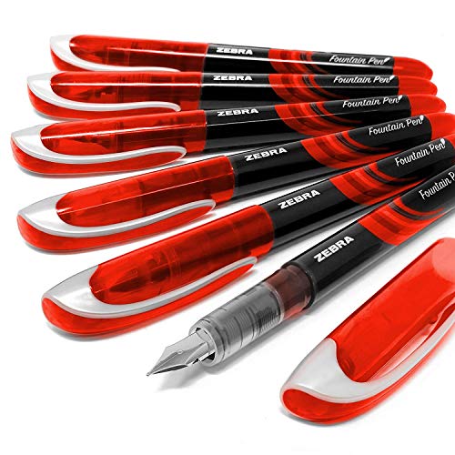 Zebra Fuente Lot de 6 stylos plume jetables Encre rouge Cover