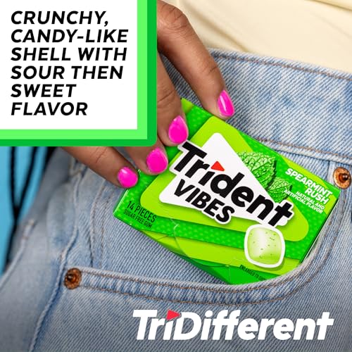 Image of Trident Vibes SPEARMINT RUSH Sugar Free Chewing Gum, 14 Pieces (Pack of 9)