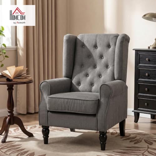 Image of HOMCOM Comfy Accent Chair for Living Room, Wingback Armchair, Dark Gray