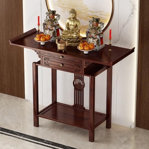 YVYKFZD Mesa de Altar gabinete Chino, Mesa de Meditación de bambú Mesa de Puja con cajones, Mesa de Incienso para Altar Budista(120x40x100cm/47.2'x15.7'x39.3')