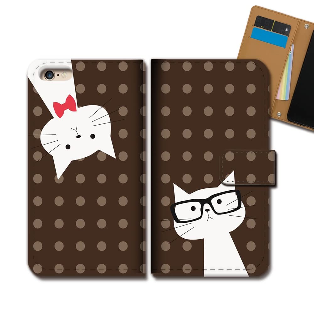 眼鏡 猫 可愛い 手帳型 iPhone スマホ 携帯カバー 全機種｜Android 