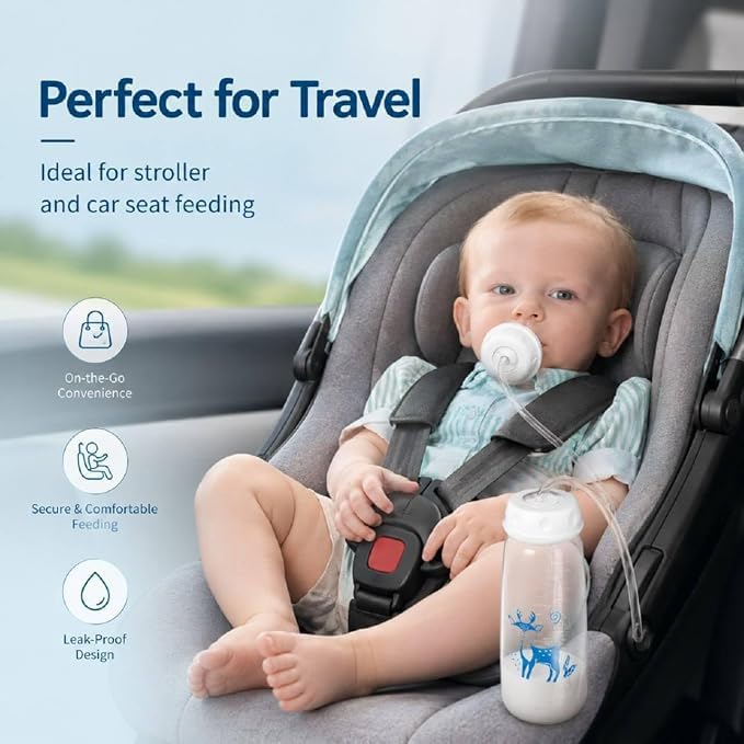 Image of Baby Feeding Bottle with Weighted Straw, Wide Neck Anti-Colic Milk Bottle, Easy-Grip Baby Drinking Bottle, Leak-Resistant Design for Milk & Water, Reusable Bottle for Daily Feeding, Indoor & Outdoor Use
