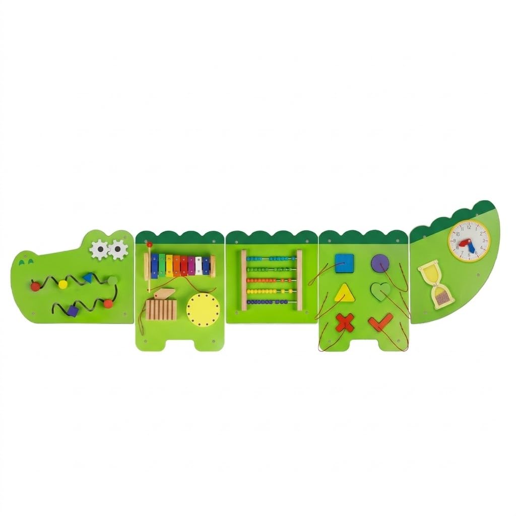 Monläurd® Crocodile Montessori Busy Board, Sensory Board,Educational Toys, Activity Cube, Wall Toys, Daycare Furniture, Playroom Furniture, Boys and Girls 6 M+