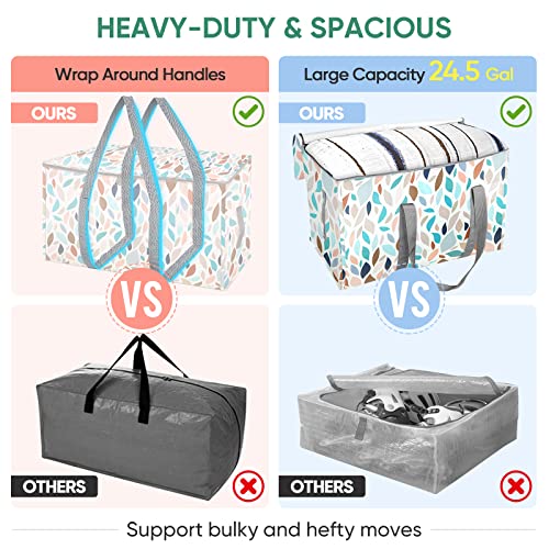 Image of BALEINE 8-Pack Oversized Moving Bags with Reinforced Handles, Heavy-Duty Storage Tote for Clothes, Moving Supplies (Mosaic, 8-Pack)