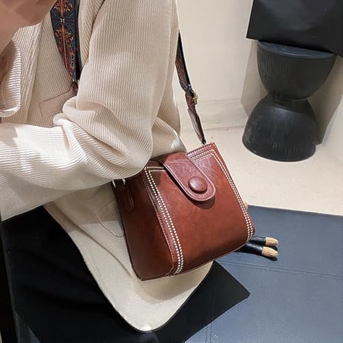 Vintage Fashion Bag with Adjustable Wider Shoulder Strap,Women's Vintage Bucket Bags,Retro Water Bucket Shoulder Bag3