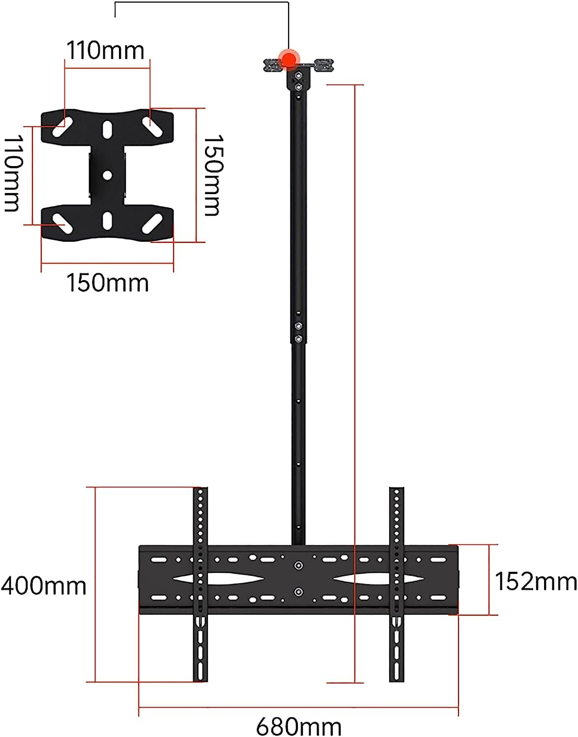 Staffa di montaggio per TV a soffitto regolabile per TV LCD a schermo piatto da 40 a 60 pollici, inclinabile, girevole e girevole, supporto per TV multifunzione