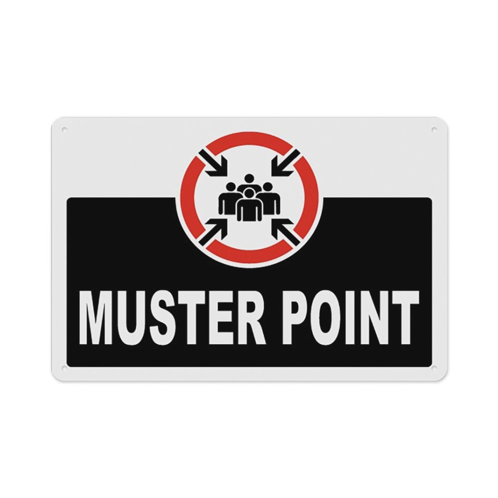 peiyeety Muster Point 2-Way Sign Aluminum Tin Warning Signs For Home Outdoor Garden 12X16 Inches