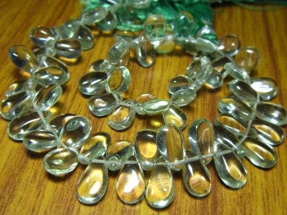 Améthyste verte perle poire briolette en fil de 8 pouces pour la création de bijoux DIY