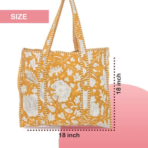 Image of Women's 100% Cotton Lightweight Shoulder Tote Bag with Interior Poeckt Casual Handbag for Women