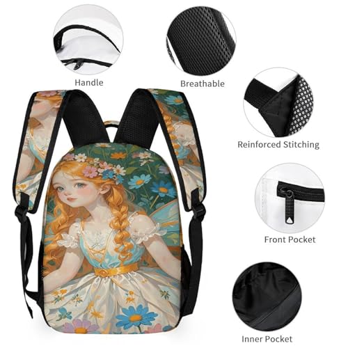 3Pcs Backpack Sets Pfhorn Flower Fairy Print Travel Daypack 3 in 1 Lightweight Backpack Set with Lunch Bag And Cosmetic Bag3