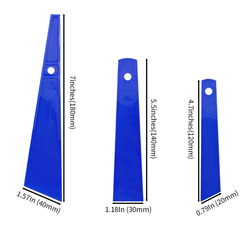 3Pcs Blue Plastic Glue Spreader Smear Plate Scraper Sticks Brushes Durable Flexible Easy to Clean Glue Applicator Spatula Kit Gap Filling Tool for Woodworking Leather Adhesive Projects,3Size