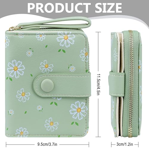 Womens Wallet Cute Small Wallets for Women Green Women's Wallet Kawaii Flower Card Wallets for Women Ladies2