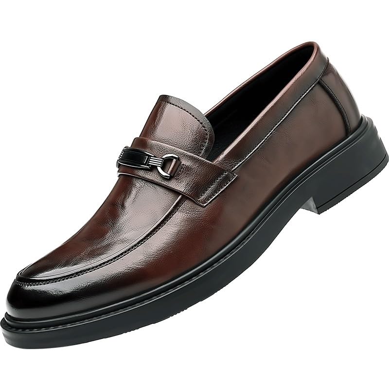 Dress Formal Shoes for Mens Tuxedo Evening Slip-on Breathable Luxury Leather Anti-Slip Rubber Sole Slip Resistant Block Heel Tuxedo