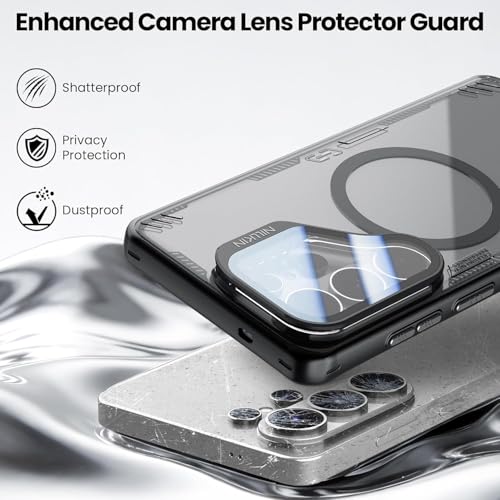 Image of PRITO Nilkin Magnetic Case for Samsung S26 Ultra, Shockproof Protection with MagSafe, Never Yellowing and Biodegradable Material, with Stand & Camera Lens Cover (Black, Samsung S26Ultra)