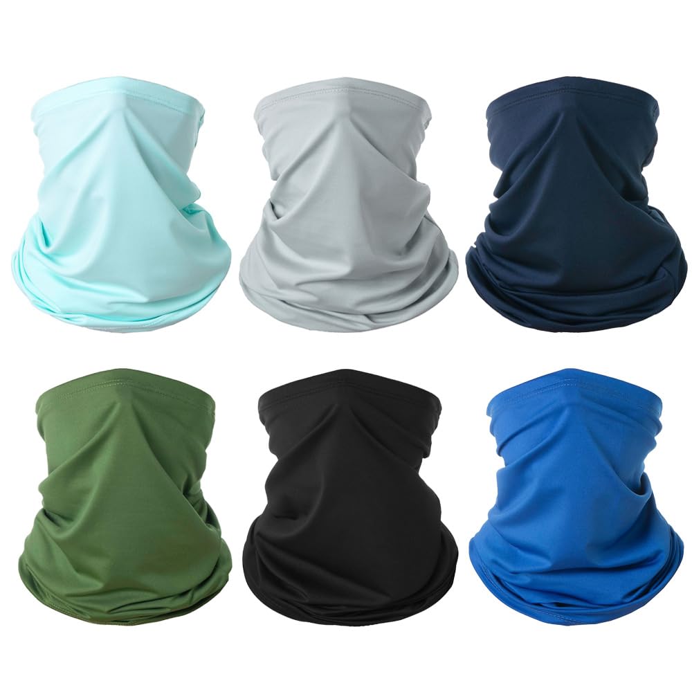 6 Pieces Summer Face Cover Scarf Mens Neck Gaiter For Men Women UV Protection Face Breathable Sun Protection Cycling Running