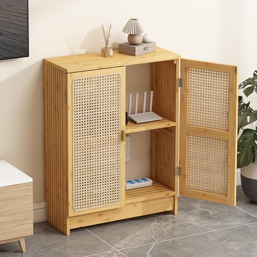 Meuble de maison élégant pour routeur Wi-Fi en bois et rotin naturel