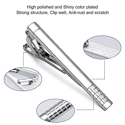 Uhibros Mens Tie Clip Tie Bar Set For Regular Ties Silver Black Blue Gold Tone Luxury Gift Box Wedding Business Clips #TOP2
