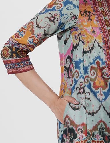 Image of BIBA Women Art Silk Floral Asymmetric Co-Ord Set Kurta Palazzo Suit Set