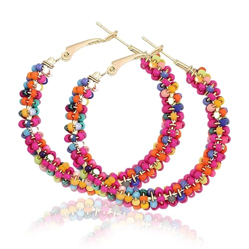 Pendientes Bohemios De Perlas De Coloridos Para Mujer,