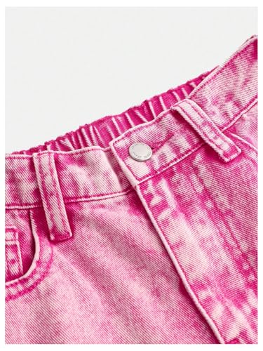 WDIRARA Girl's Star Patched Wide Leg Jeans Elastic Waist Baggy Denim Pants4