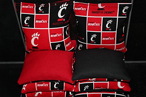 BackYardGamesUSA Cornhole Bean Bags Made w Cincinnati Bearcats Fabric 8 ACA Reg Bags