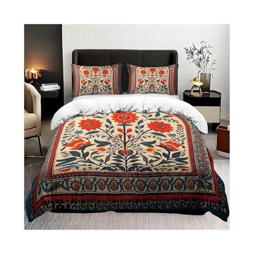 Parure de lit bohème 3 pièces US-Full avec housse de couette florale