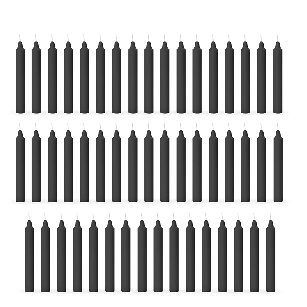 AuraDecor Pack of 50 Stick Candles || Especially Meant for Healing, Chakras, Ritual Candles, Decoration, Lighting, Home Decor || Burning Time 3 to 4 Hours Each (Black), Paraffin Wax