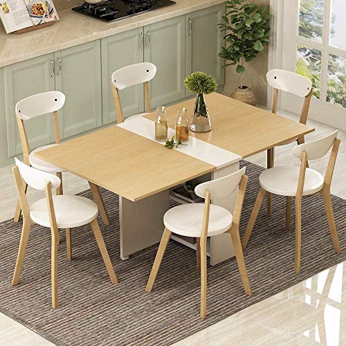 TONINI Mesa de Comedor Plegable, Extensible Mesa con Almacenamiento Bastidores y Las Ruedas, Moderno multifunción Rectangular Comedor Escritorio for la Cocina de la Sala, for no incluir Sillas