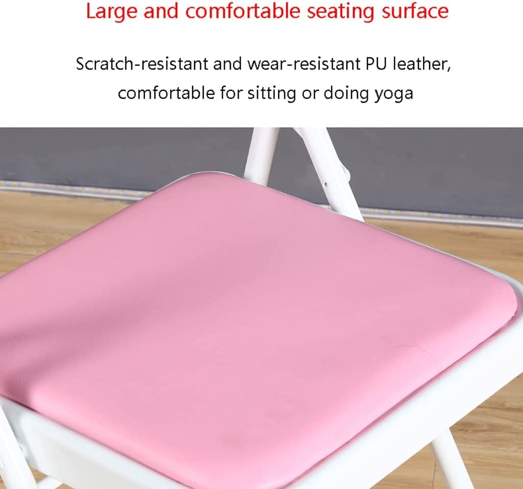 Silla de yoga plegable de piel sintética impermeable de 15.7 pulgadas, soporte de columna vertebral con mecanismo triangular de acero al carbono, ideal para el gimnasio en casa, meditación y