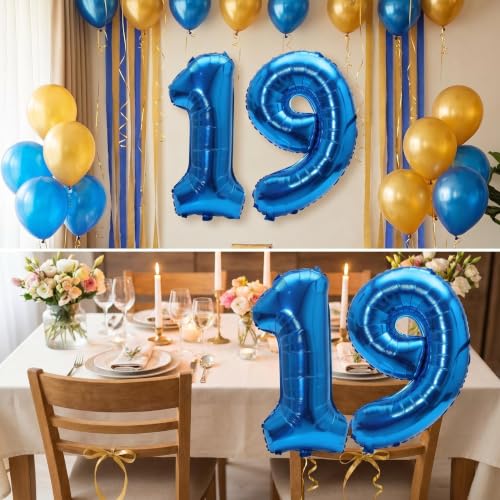Image of YPSelected 32 Inch Large Foil Helium Number Balloon Birthday Wedding Party 0-9 (Blue, 9)