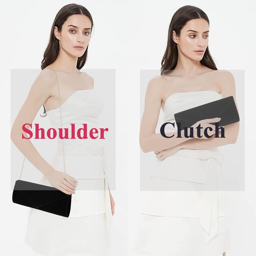 Clutch Purses Evening Bag for Women Party Prom Black-Tie Events Velvet Handbag Shoulder Cross Body Bag With Detachable Chain - Image 3