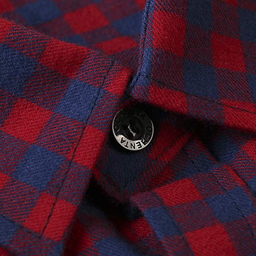 Image of OCHENTA Men's & Boys' Long Sleeve Button Down Plaid Flannel Shirt