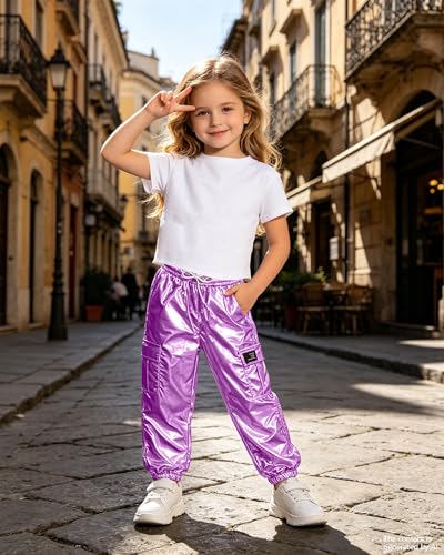 Image of SANGTREE Girls' 2 Piece Outfits T-Shirt and Drawstring Cargo Jogger Pants Clothing Set, 4-14 Years