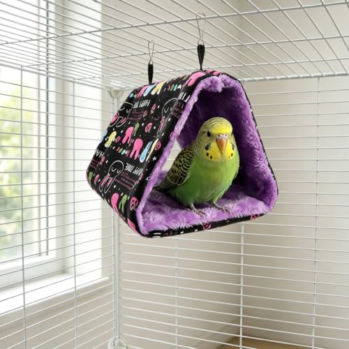 Image of Hypeety Bird Nest Cozy Hanging Bed Cage Warm Plush Hut for Bird, Black, S