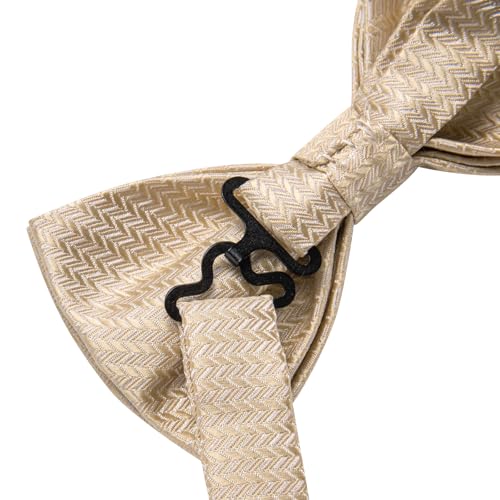 Image of Hi-Tie Bow Ties for Men Pre-Tied Pocket Square with Cufflinks Mens Bowtie Sets for Wedding Formal Party