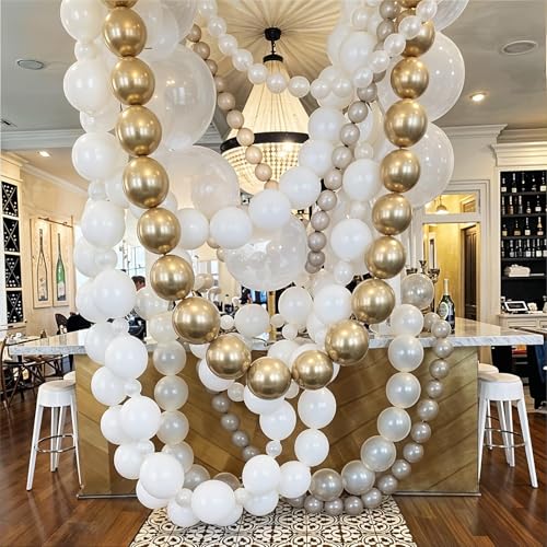 Image of White Quick Link Balloons - 100PCS Linking Balloons for Wedding, Birthday, Baby Shower, Engagement, Graduation Party Decorations (10inch)