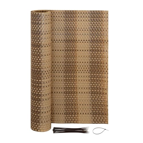 Jardinion Sichtschutzmatte Rattan Optik 0,90 x 3m Hellbraun Sichtschutz, geeignet als Terrassen, Gartenzaun und Balkon Sichtschutz, inkl. Kabelbinder
