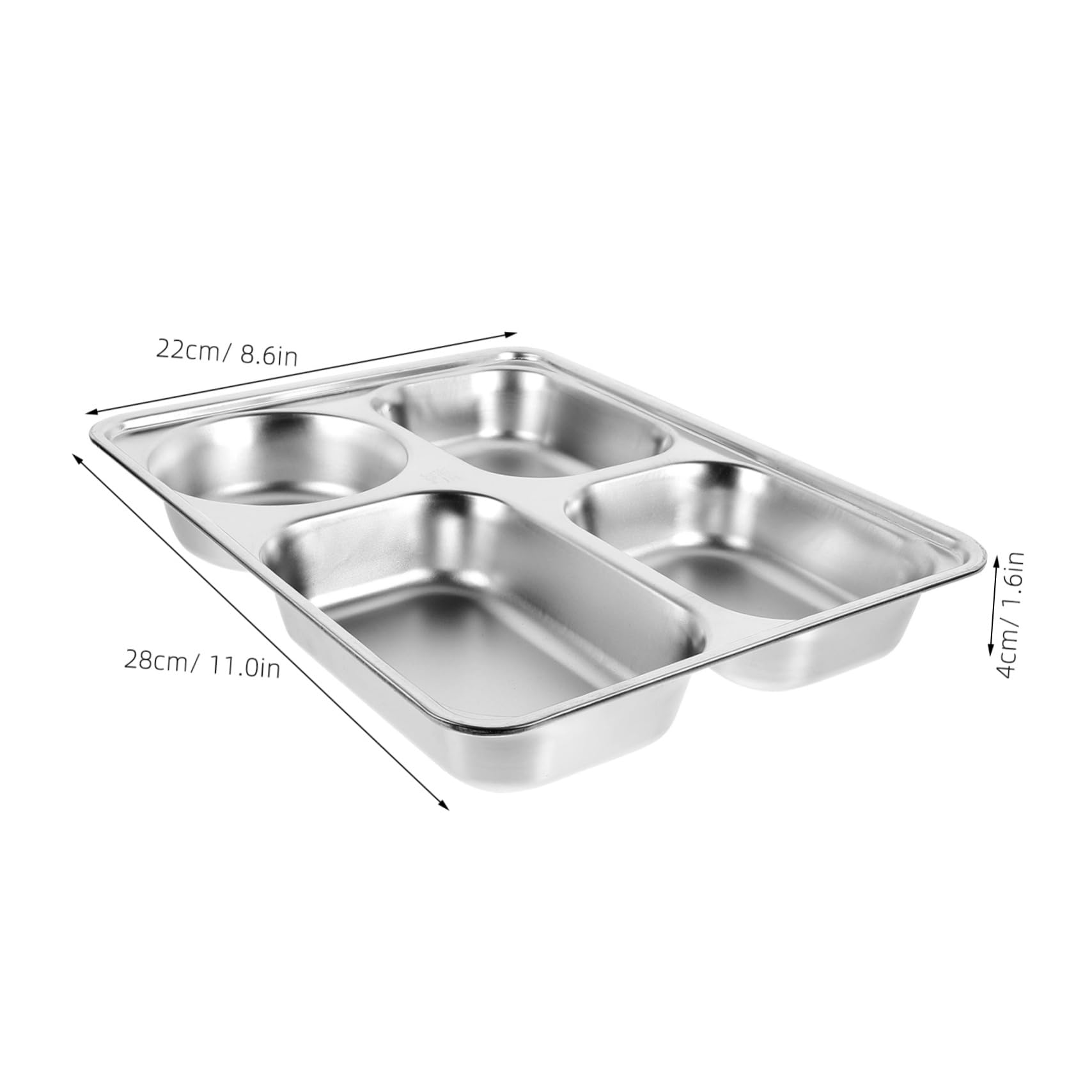 OKUMEYR Divided Food Dish Stainless Steel Serving Plate Multi-use for Camping Picnic Home