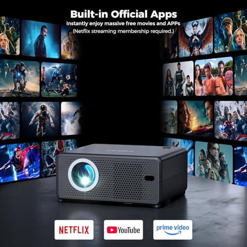 Image of CiBest Mini Projector with WiFi and Bluetooth, Compatible with Netflix /YouTube /PrimeVideo, Electric Focus & Keystone, Short Throw Full HD 1080P Video Projector, Portable Outdoor /Indoor Use