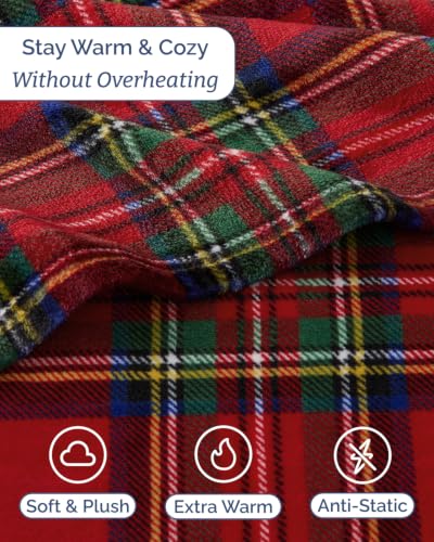 Image of Fleece Sheets Full Size Set - 4-Piece Velvet Flannel Sheet Set - Tartan