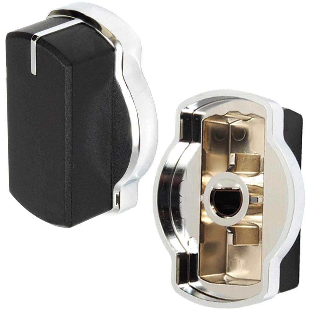 Spares2go Control Switch Knob for Belling Oven Hob (Black/Silver, Pack of 2)
