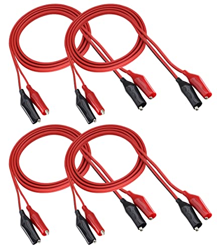 Image of Double-Ended Alligator Clips Jumper Cable Test Leads Set with Alligator Clips,Multimeter Test Leads Set Alligator Clip Clamps Double Ended Voltage Tester Cable [4 Groups /1m /3.2ft]